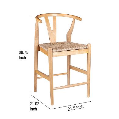 Cera Counter Stool Chair Set of 2, Handwoven Rope, Wood