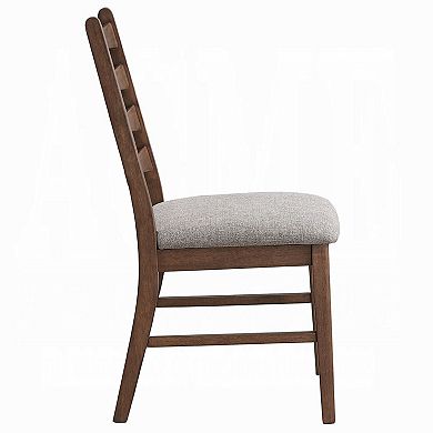 Mea Dining Side Chair Set of 2, Slatted Back, Linen Seat