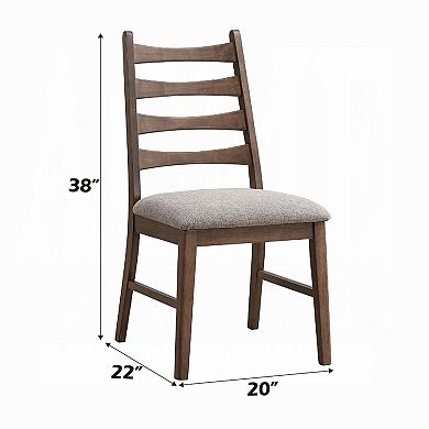 Mea Dining Side Chair Set of 2, Slatted Back, Linen Seat