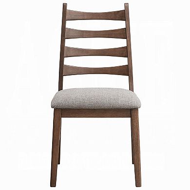 Mea Dining Side Chair Set of 2, Slatted Back, Linen Seat