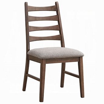 Mea Dining Side Chair Set of 2, Slatted Back, Linen Seat