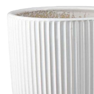 Lyna Accent Planter Set of 2, White Ceramic, Vertical Ribbed Texture