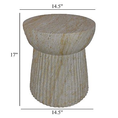 Archi Plant Stand Table, Fluted Design Marbled White Resin 17 Inch