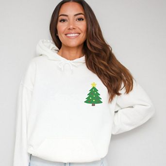 Embroidered Christmas Tree With Ornaments - Women's Graphic Hoodie