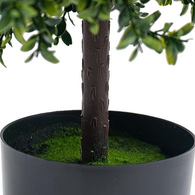 20" Artificial Topiary Trees Set of 2, Fake Topiary Boxwood Ball Tree without Fruits