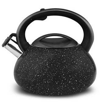 3-qt Whistling Tea Kettle, Tapered Marble Finish, Fast Boil Tea Pot with Heat Resistant Handle