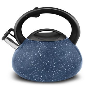 3-qt Whistling Tea Kettle, Tapered Marble Finish, Fast Boil Tea Pot with Heat Resistant Handle