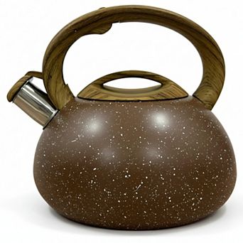 3-qt Whistling Tea Kettle, Tapered Marble Finish, Fast Boil Tea Pot with Heat Resistant Handle