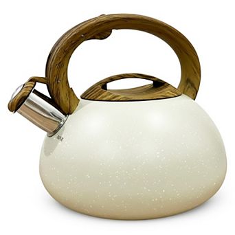 3-qt Whistling Tea Kettle, Tapered Marble Finish, Fast Boil Tea Pot with Heat Resistant Handle