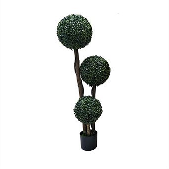 1 pc Topiary Trees Artificial Outdoor, 45" Milan Grass Ball Topiary Trees, Fake Greenery Tree