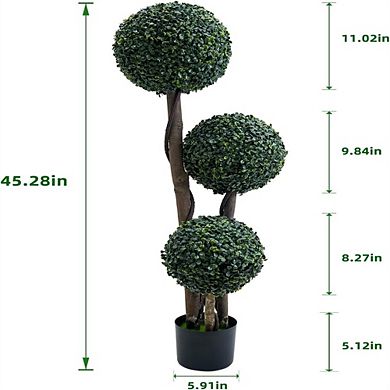 1pc Topiary Trees Artificial Outdoor, 45" Milan Grass Ball Topiary Trees, Fake Greenery Tree