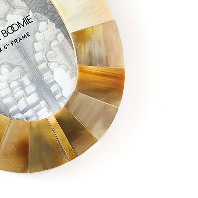 Kachhua 4x6 Oval Picture Frame - Horn, Brass Inlay