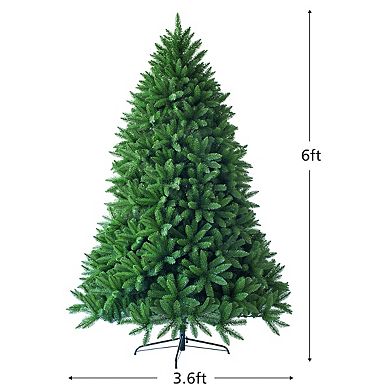 Gymax 6ft Artificial Christmas Fir Tree w/ 1250 Premium Hinged Branch Tips