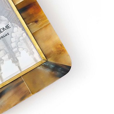 Kachhua 4x6 Rounded Picture Frame - Horn, Brass Inlay