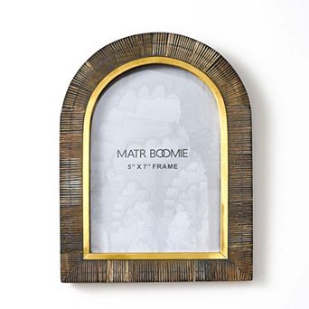 Kerala 5x7 Arch Picture Frame - Carved Horn, Brass Inlay