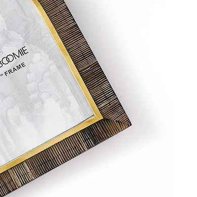 Kerala 5x7 Arch Picture Frame - Carved Horn, Brass Inlay