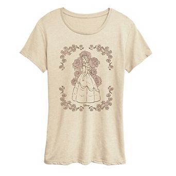 Women's Disney's Beauty and the Beast Belle Roses Distressed Graphic Tee