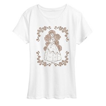 Women's Disney's Beauty and the Beast Belle Roses Distressed Graphic Tee