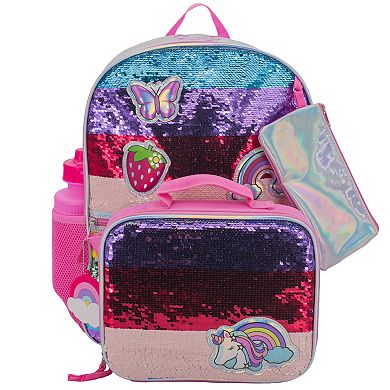 Rainbow Sequin 5-Piece Kids Backpack Set