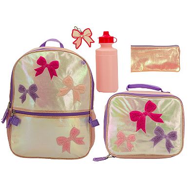 Bow Accents 5-Piece Kids Backpack Set