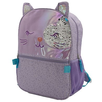 Sequin Kitty 5-Piece Kids Backpack Set