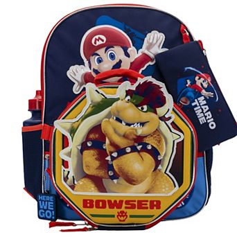 Mario 5 pc Backpack Set with Water Bottle & Pencil Case