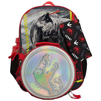 JurassicWorld 5-Piece Backpack Set with Padded Straps & Mesh Side Pockets