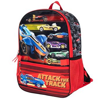 Hot Wheels 5 pc Backpack Set with Mesh Pockets & Adjustable Straps