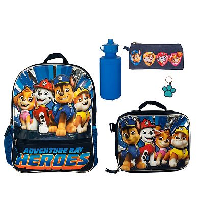 Paw Patrol 5-Piece Backpack Set with Padded Straps & Multiple Compartments