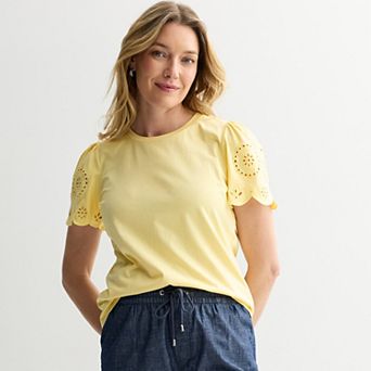 Women's Croft & Barrow® Eyelet Sleeve Top