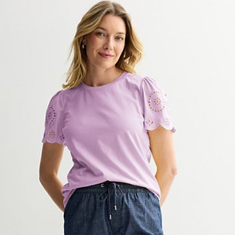 Women's Croft & Barrow® Eyelet Sleeve Top