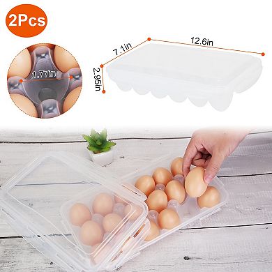 2Pcs Stackable Plastic Egg Holder for Refrigerator, 18-Cavity, Dishwasher Safe