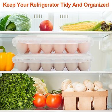 2Pcs Stackable Plastic Egg Holder for Refrigerator, 18-Cavity, Dishwasher Safe