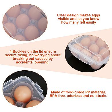 2Pcs Stackable Plastic Egg Holder for Refrigerator, 18-Cavity, Dishwasher Safe