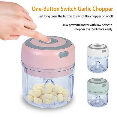 Mini Electric Garlic Chopper 8.45oz Cordless Food Blender for Garlic & Veggies
