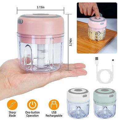 Mini Electric Garlic Chopper 8.45oz Cordless Food Blender for Garlic & Veggies