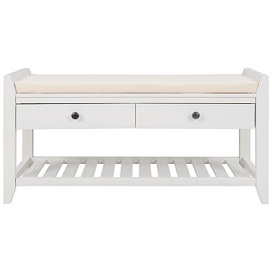 Whisen Multipurpose Entryway Storage Bench, Shoe Rack with Removable Cushion and Drawers