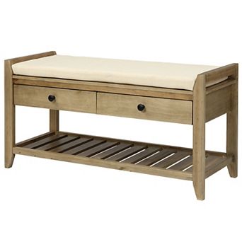 Whisen Multipurpose Entryway Storage Bench, Shoe Rack with Removable Cushion and Drawers
