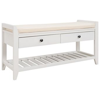 Whisen Multipurpose Entryway Storage Bench, Shoe Rack with Removable Cushion and Drawers