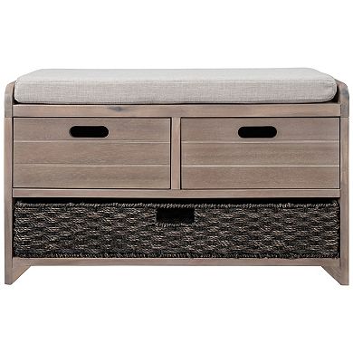 Whisen Fully Assembled Storage Bench with Removable Cushion, Removable Basket and 2 Drawers