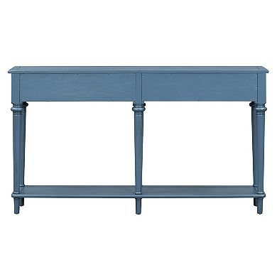Whisen Entryway Table with 4 Drawers, Retro Console Table with Open Shelf