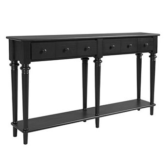 Whisen Entryway Table with 4 Drawers, Retro Console Table with Open Shelf