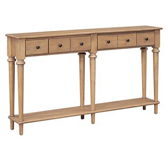 Whisen Entryway Table with 4 Drawers, Retro Console Table with Open Shelf
