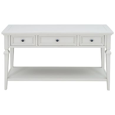 Whisen Classic Retro Style Console Table with Three Top Drawers and Open Style Bottom Shelf