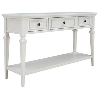Whisen Classic Retro Style Console Table with Three Top Drawers and Open Style Bottom Shelf