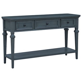 Whisen Classic Retro Style Console Table with Three Top Drawers and Open Style Bottom Shelf