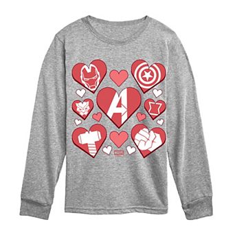 Boys 8-20 Marvel The Avengers Valentine's Icons Long Sleeve Graphic Tee