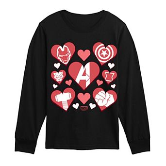 Boys 8-20 Marvel The Avengers Valentine's Icons Long Sleeve Graphic Tee