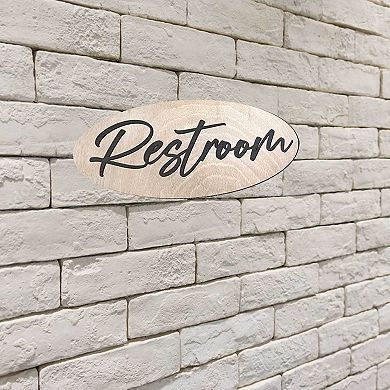 Wooden Restroom Sign - 17"x8"