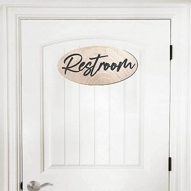 Wooden Restroom Sign - 17"x8"